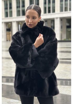 Шуба норковая «Кимоно» с английским воротом (ScanBlack) Шуба норковая «Кимоно» с английским воротом (ScanBlack)