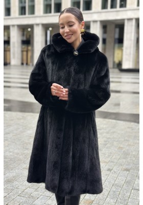 Шуба норковая «Балетка» с капюшоном (ScanBlack)