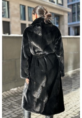 Шуба норковая «Паркет» с английским воротом (ScanBlack)